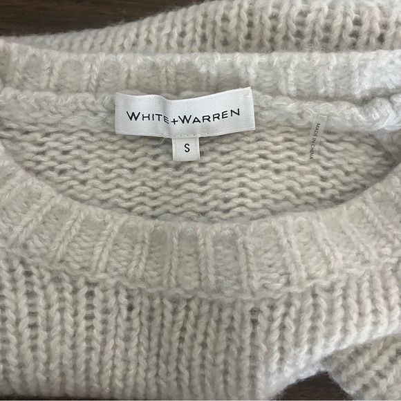 White + Warren Cashmere and Silk Light Gray Women's Sweater Small Cropped Soft - Picture 3 of 10